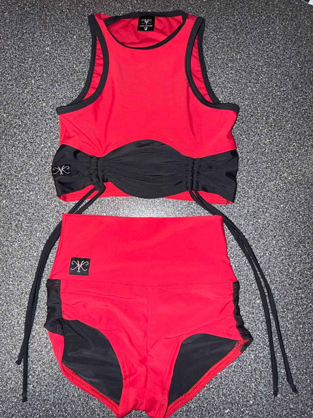 Kandi Kouture Size Child Medium (5/6) Red & Black Dance Two-Piece Set